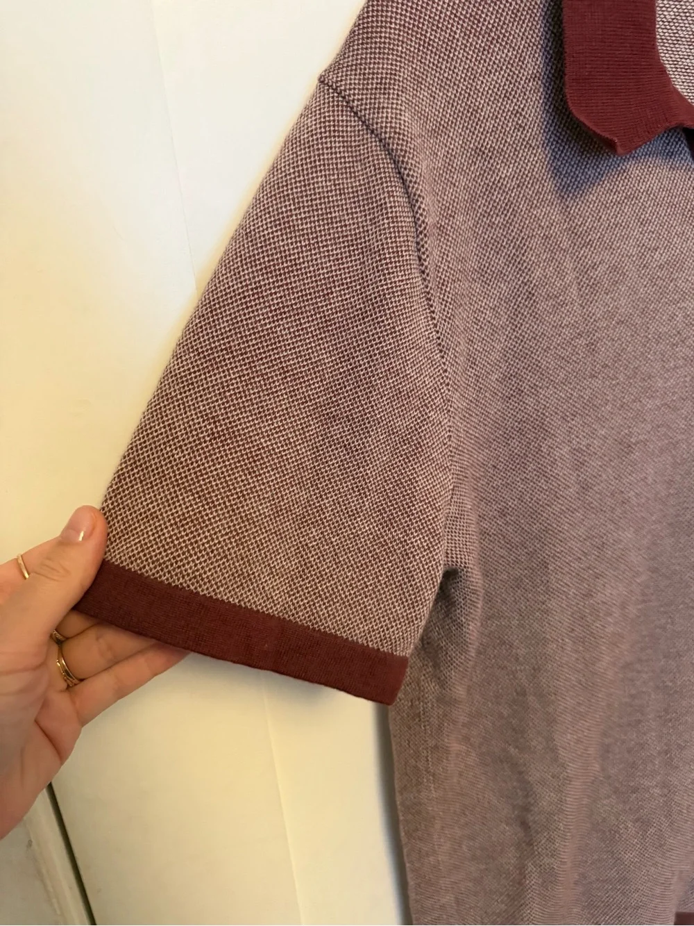 J. Crew Merino wool-blend johnny-collar sweater-polo size Medium preppy